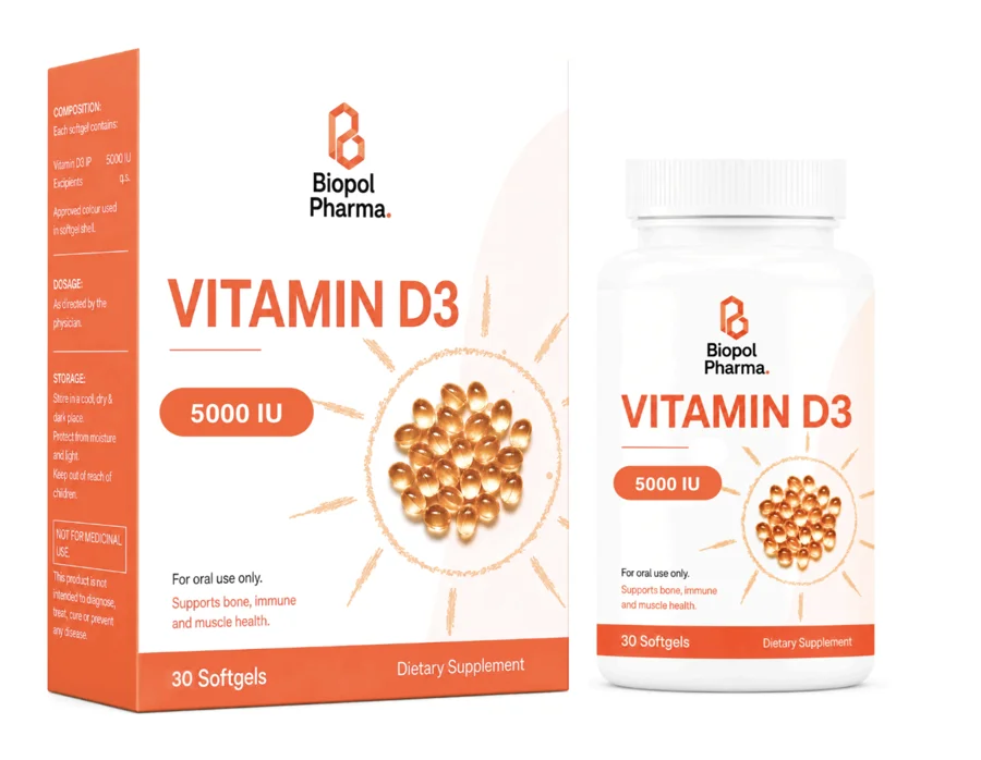 Vitamin D3 5000 IU — nutraceutical packaging