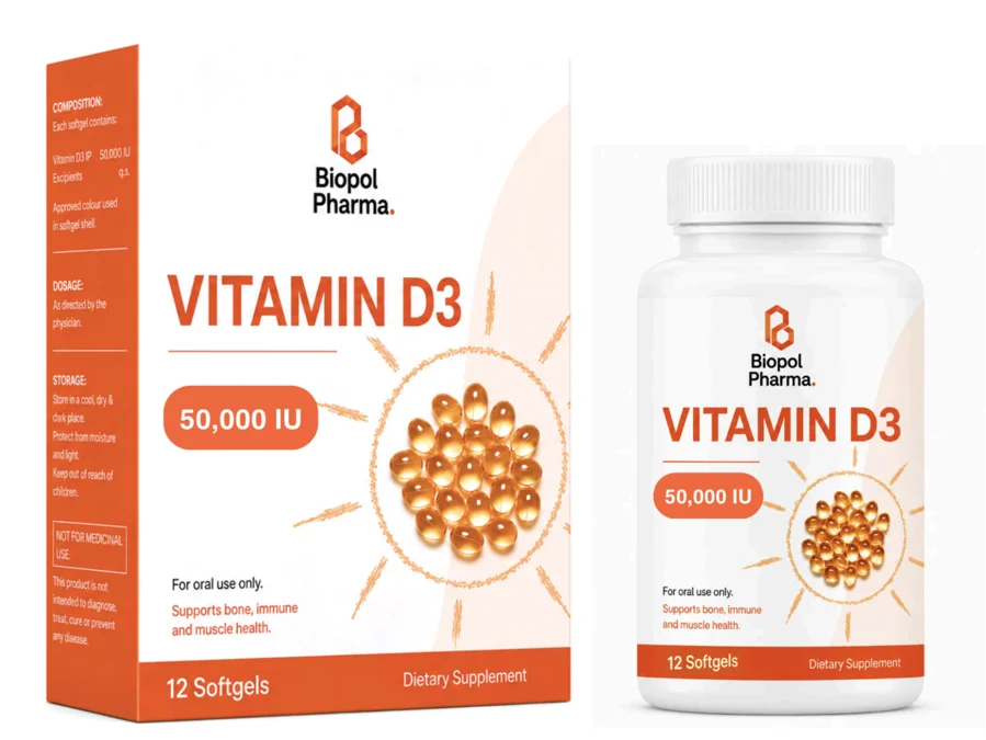 Vitamin D3 50,000 IU — nutraceutical packaging